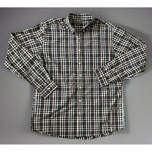 Eddie Bauer Short Sleeve Button Down Shirt Brown Blue Plaid Large Tall JBHS